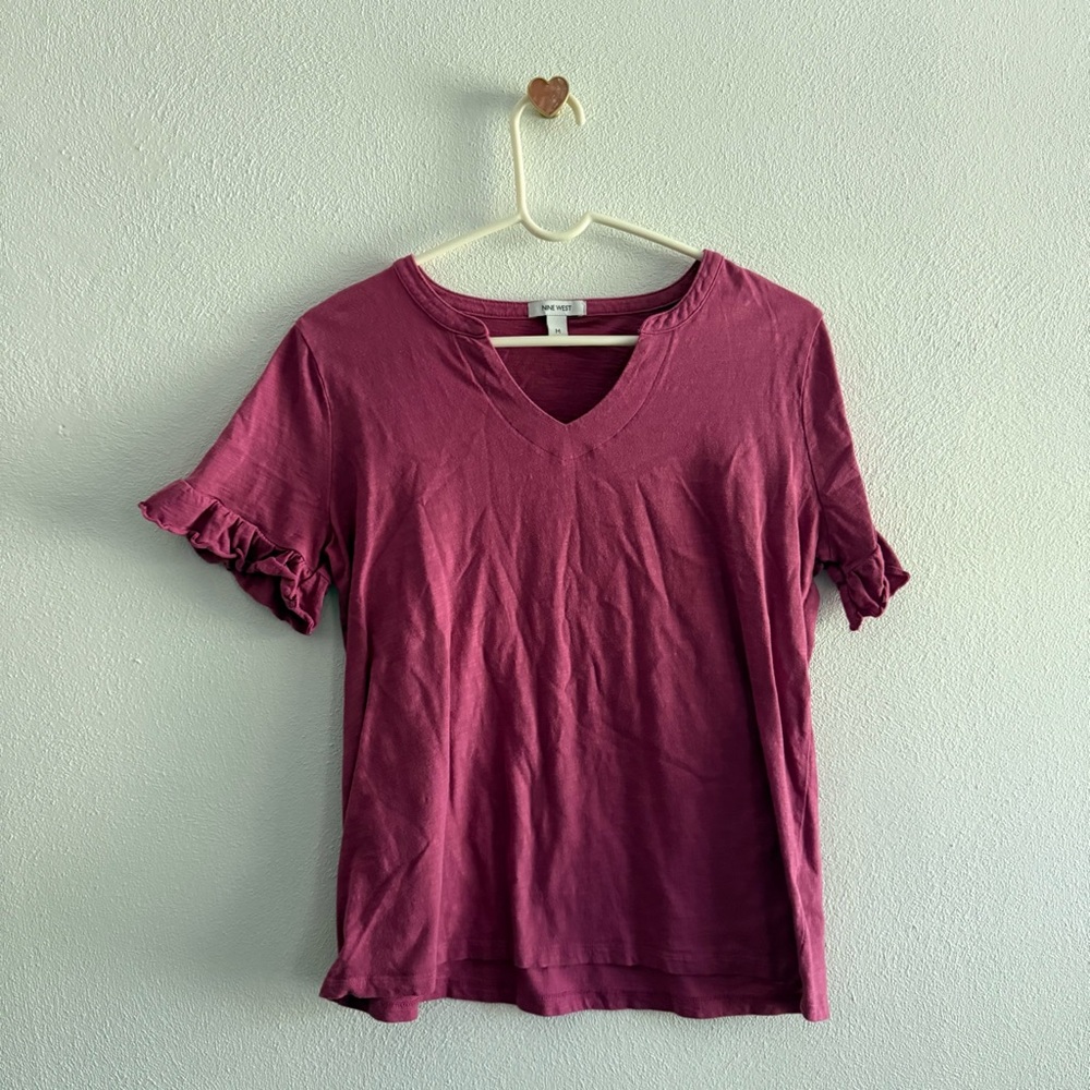 Nine West Pink Ruffle Sleeve Tee